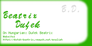 beatrix dufek business card